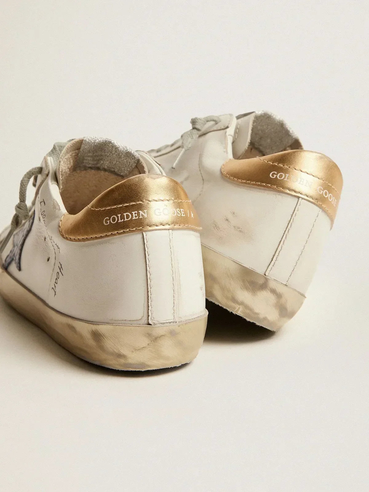 Super-Star sneakers with handwritten lettering and crocodile-print leather stars